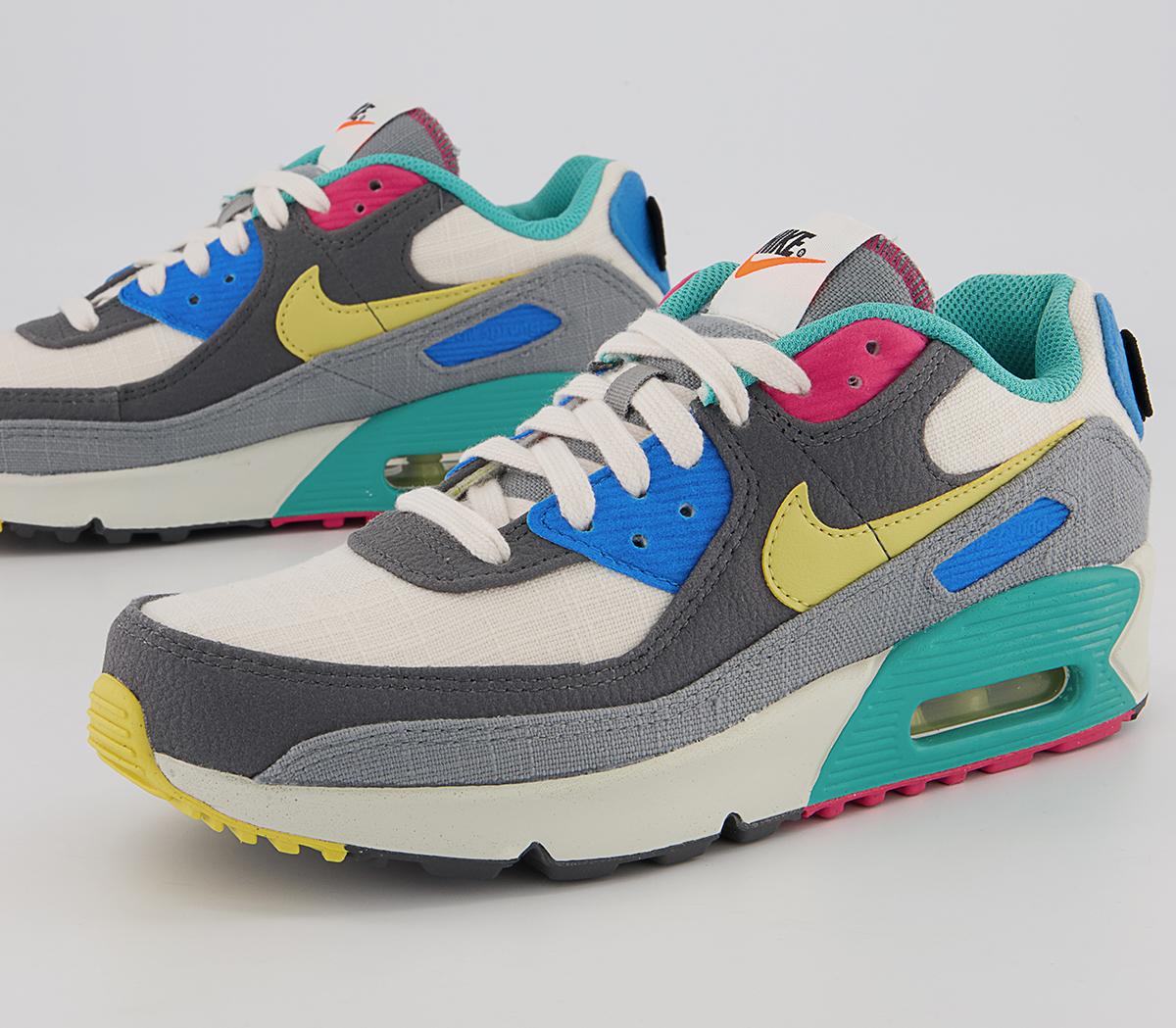 Nike Air Max 90 Gs Trainers Phantom Celery Iron Grey Rush Pink - Women ...