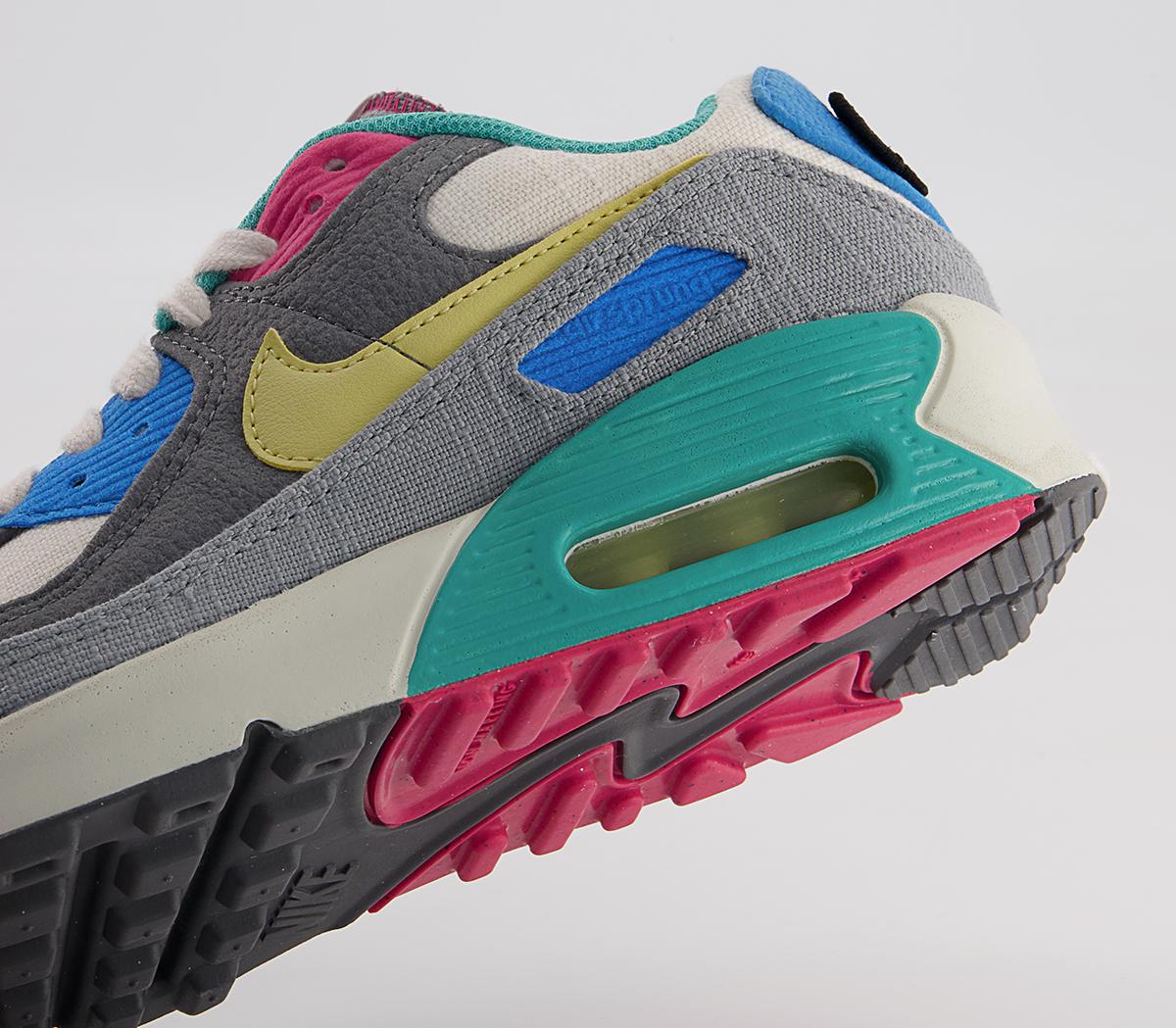 Nike Air Max 90 Gs Trainers Nike Air Max 90 Gs Trainers Phantom Celery Iron Grey Rush Pink