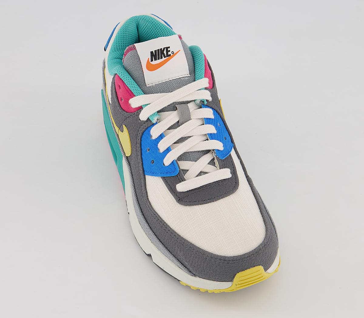 Nike Air Max 90 Gs Trainers Nike Air Max 90 Gs Trainers Phantom Celery Iron Grey Rush Pink
