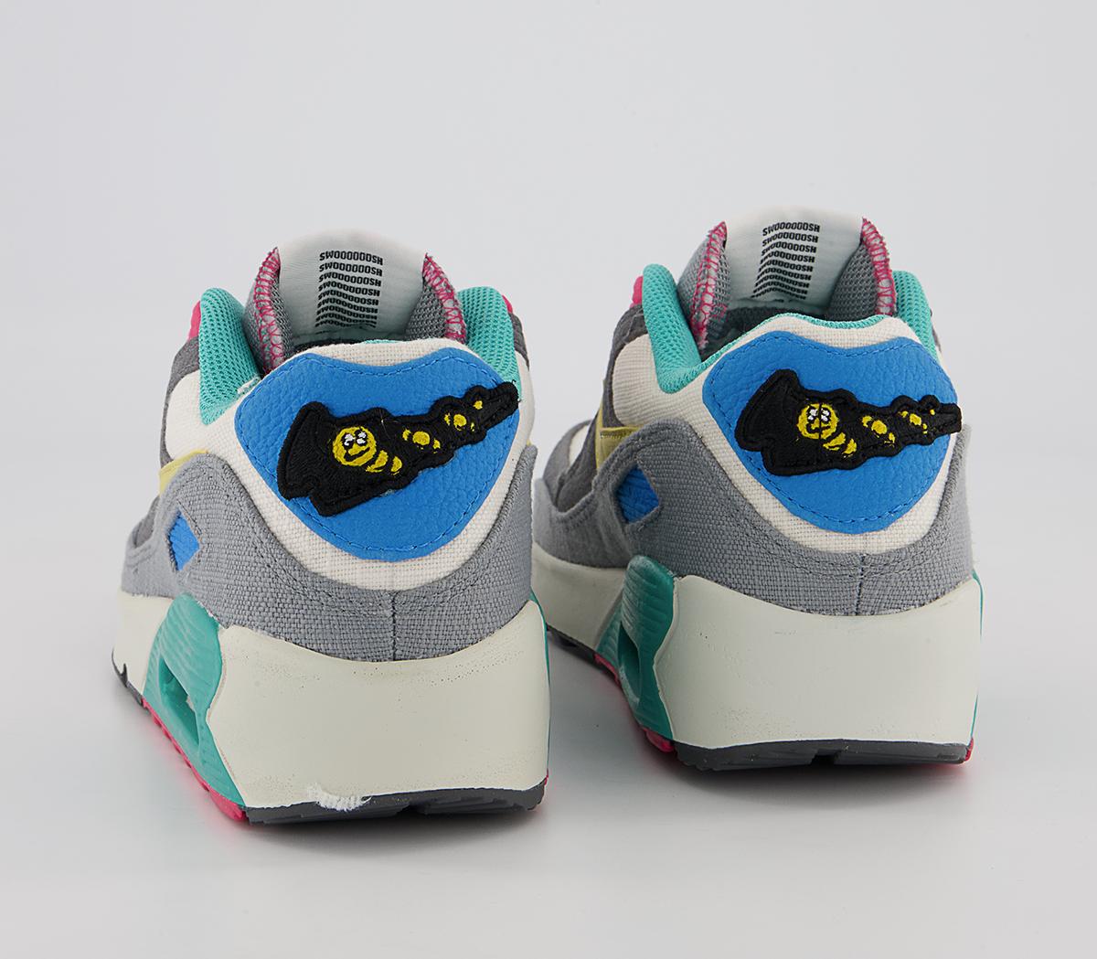 Nike Air Max 90 Gs Trainers Nike Air Max 90 Gs Trainers Phantom Celery Iron Grey Rush Pink