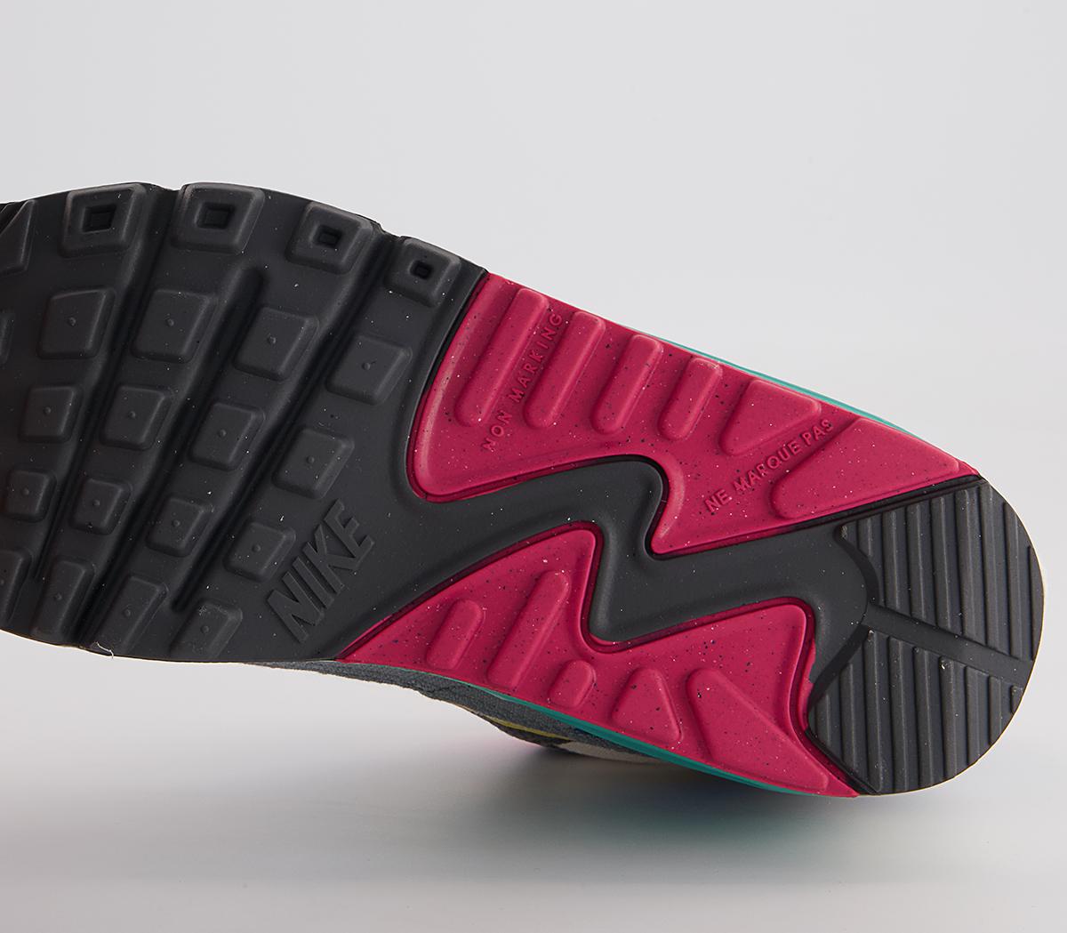 Nike Air Max 90 Gs Trainers Nike Air Max 90 Gs Trainers Phantom Celery Iron Grey Rush Pink
