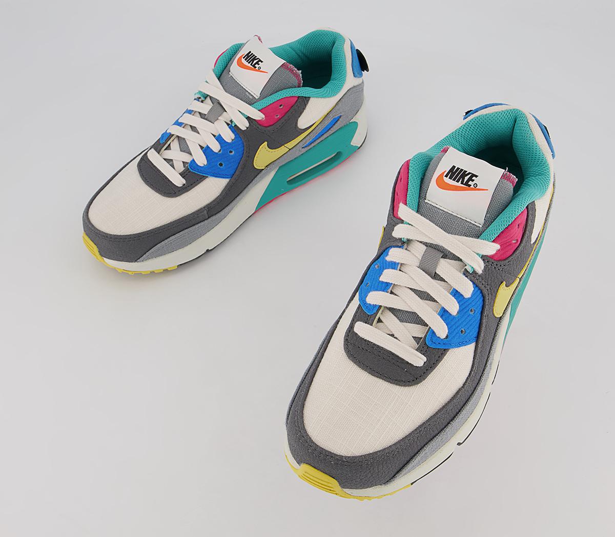 Nike Air Max 90 Gs Trainers Nike Air Max 90 Gs Trainers Phantom Celery Iron Grey Rush Pink