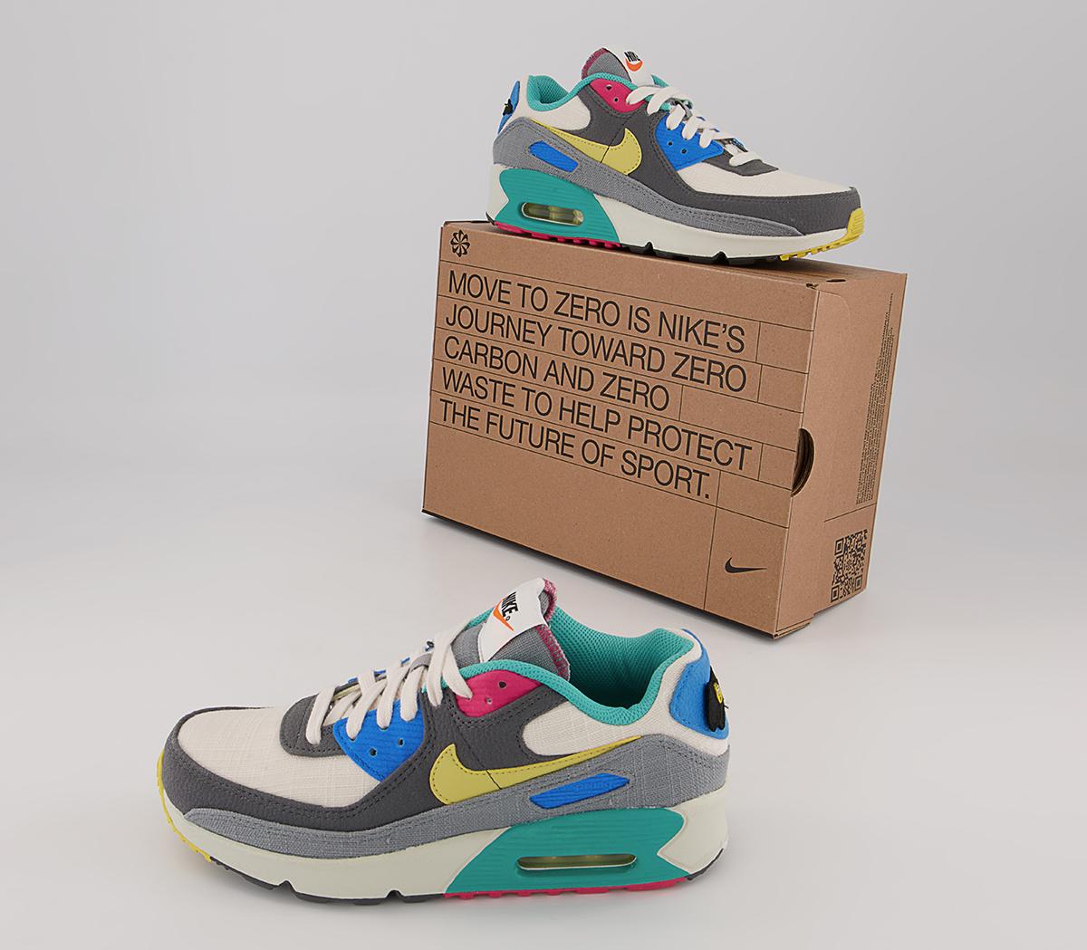 Nike Air Max 90 Gs Trainers Nike Air Max 90 Gs Trainers Phantom Celery Iron Grey Rush Pink