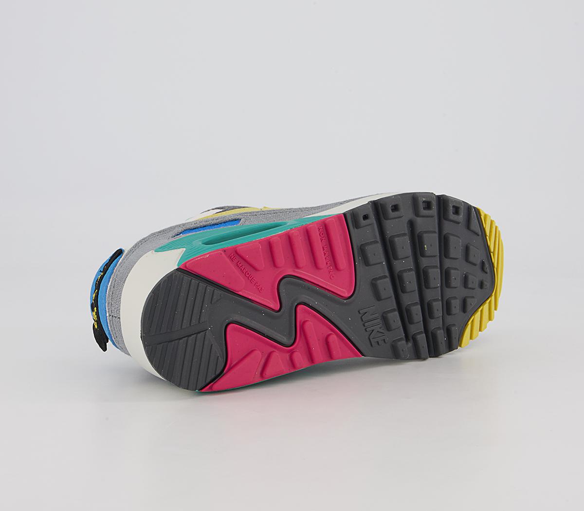 Nike Air Max 90 Gs Trainers Nike Air Max 90 Gs Trainers Phantom Celery Iron Grey Rush Pink