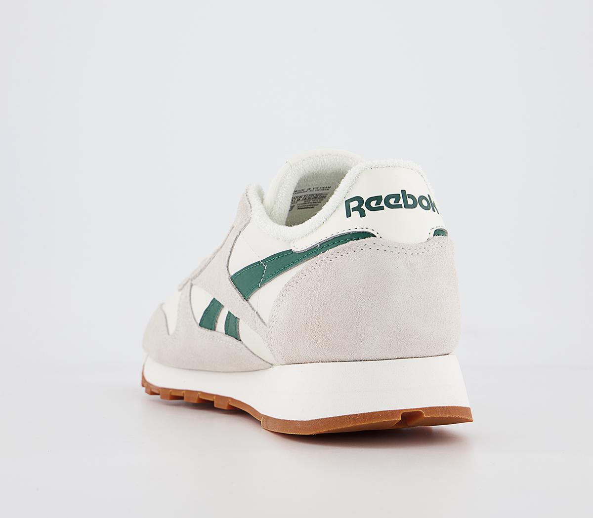 Reebok Cl Leather Trainers Chalk Chalk Dark Green - Men's Trainers