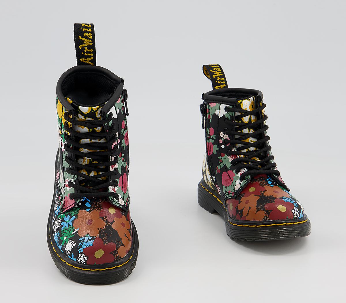 Dr. Martens Brooklee Kids Inside Zip Lace Boots Dr. Martens Brooklee Kids Inside Zip Lace Boots Black Floral