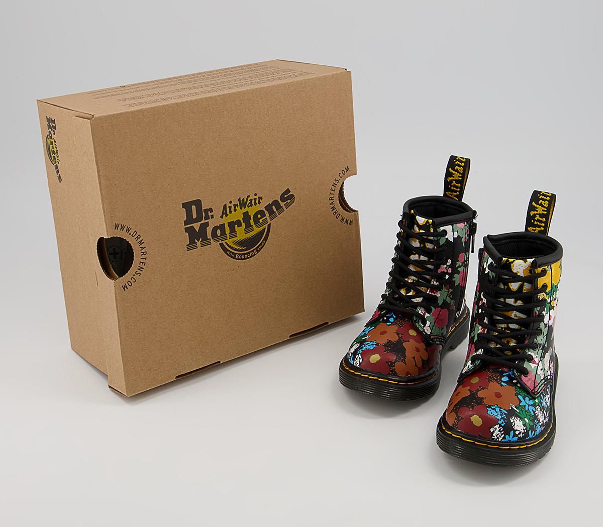 Dr. Martens Brooklee Kids Inside Zip Lace Boots Dr. Martens Brooklee Kids Inside Zip Lace Boots Black Floral