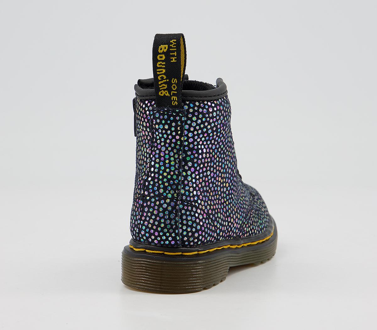 Dr. Martens Lace Boots Inside Zip Brooklee (k) Dr. Martens Lace Boots Inside Zip Brooklee (k) Iredescent Black Spot Metallic Suede