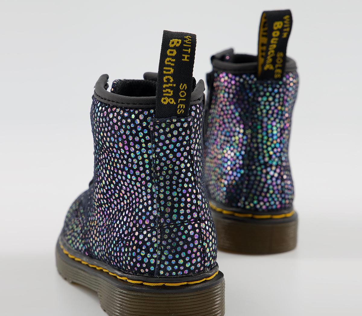 Dr. Martens Lace Boots Inside Zip Brooklee (k) Dr. Martens Lace Boots Inside Zip Brooklee (k) Iredescent Black Spot Metallic Suede