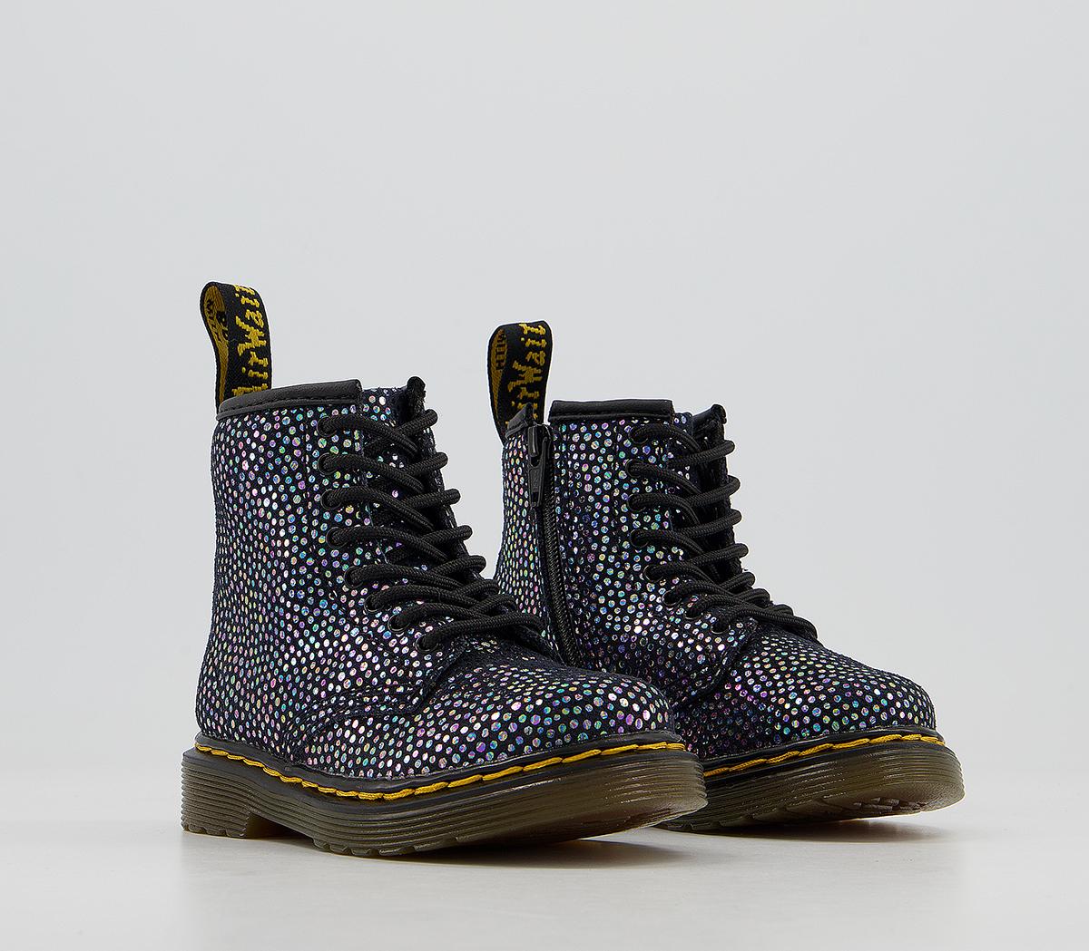 Dr. Martens Lace Boots Inside Zip Brooklee (k) Dr. Martens Lace Boots Inside Zip Brooklee (k) Iredescent Black Spot Metallic Suede