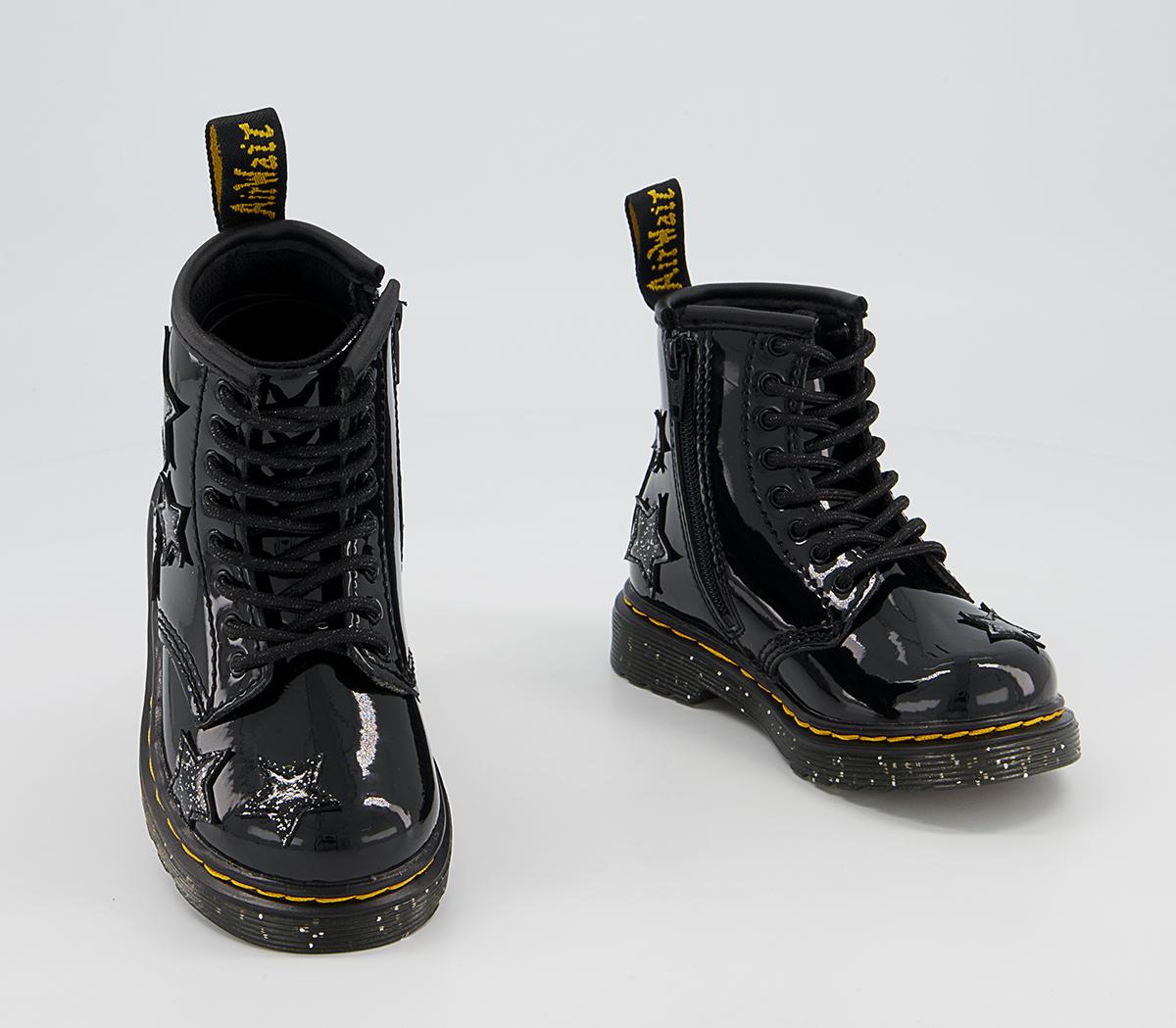 Dr. Martens Brooklee Kids Inside Zip Lace Boots Dr. Martens Brooklee Kids Inside Zip Lace Boots Black Patent Star Cosmic Glitter
