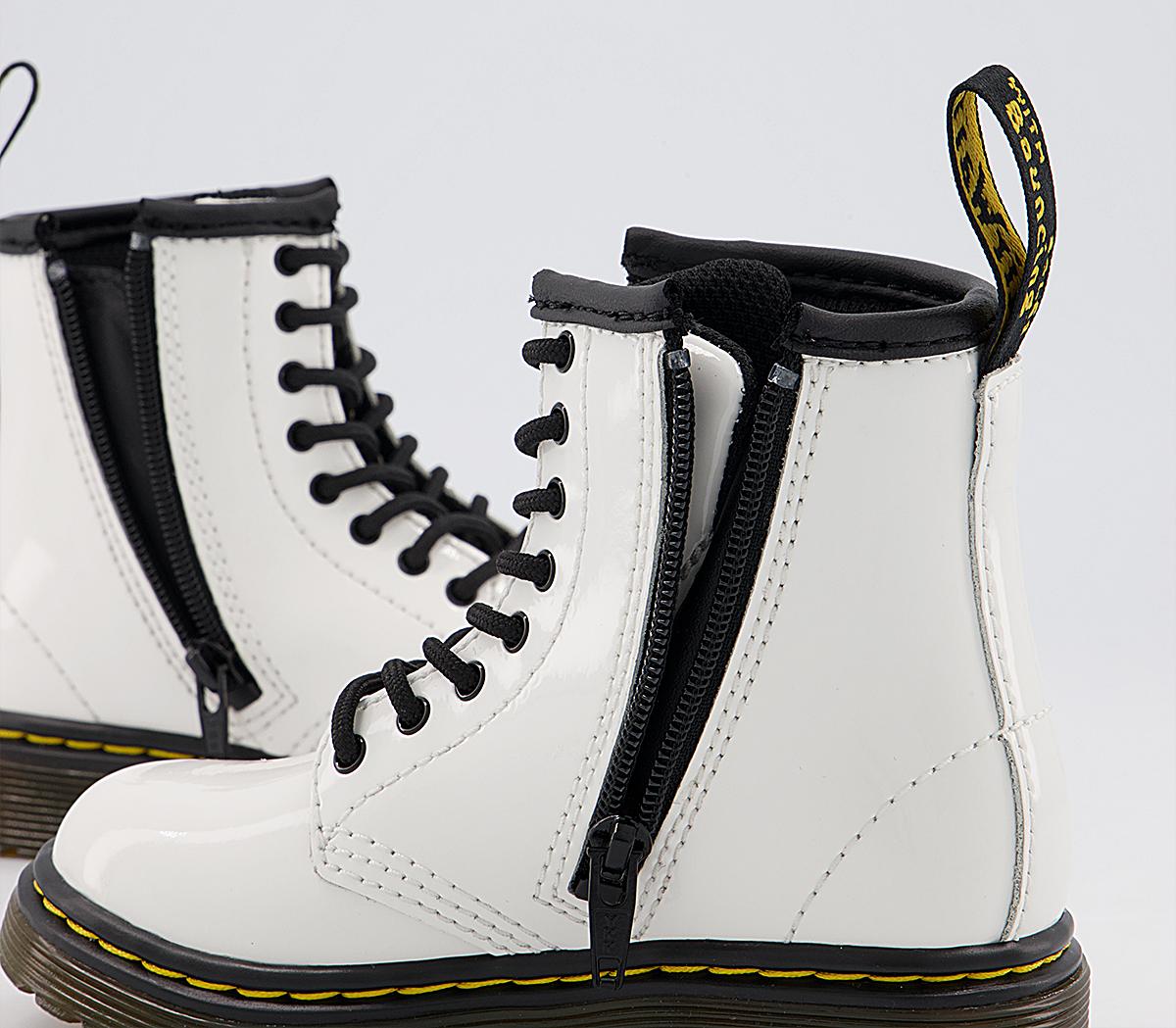 Dr. Martens Brooklee Kids Lace Inside Zip Boots Dr. Martens Brooklee Kids Lace Inside Zip Boots White Patent