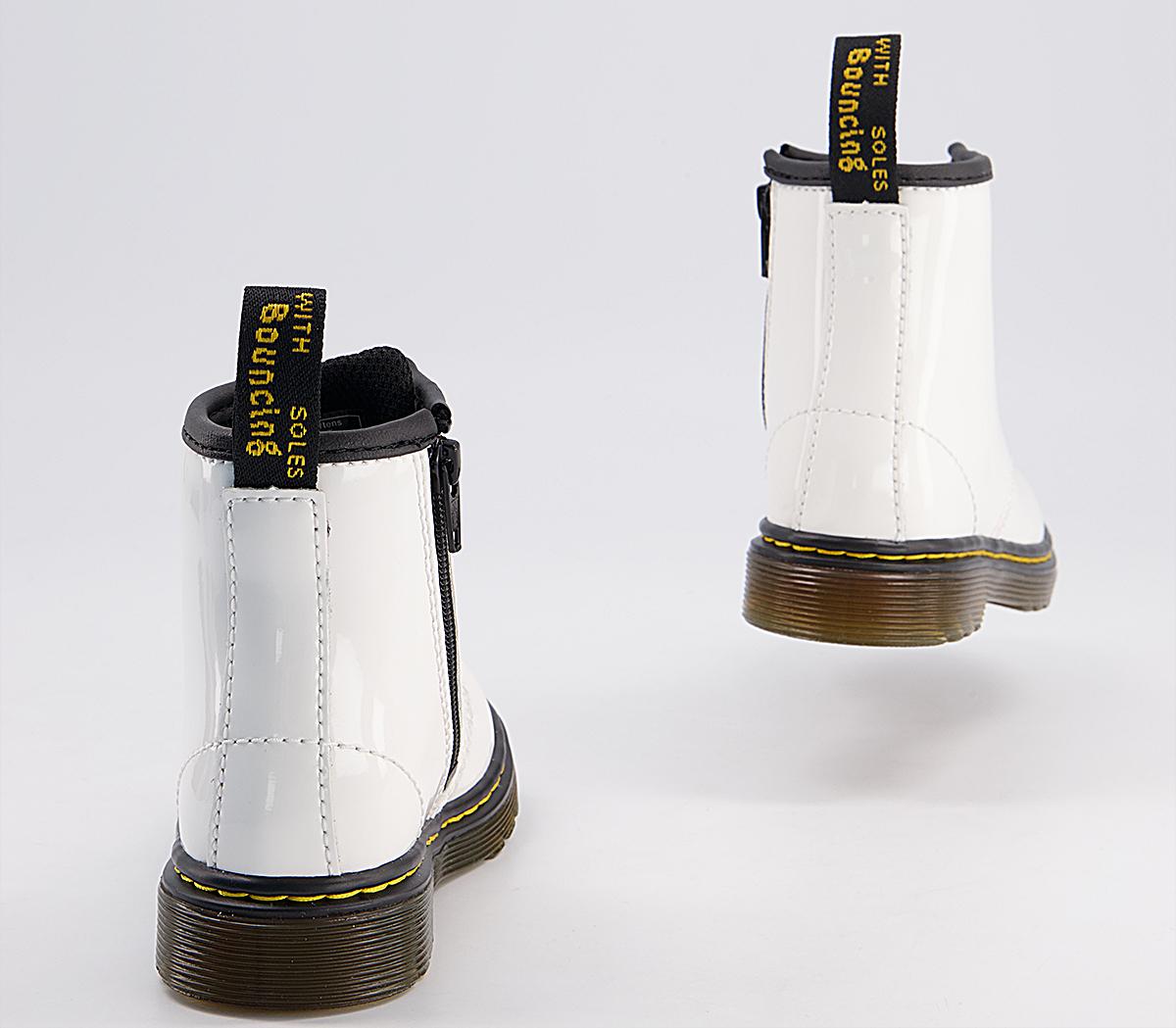 Dr. Martens Brooklee Kids Lace Inside Zip Boots Dr. Martens Brooklee Kids Lace Inside Zip Boots White Patent