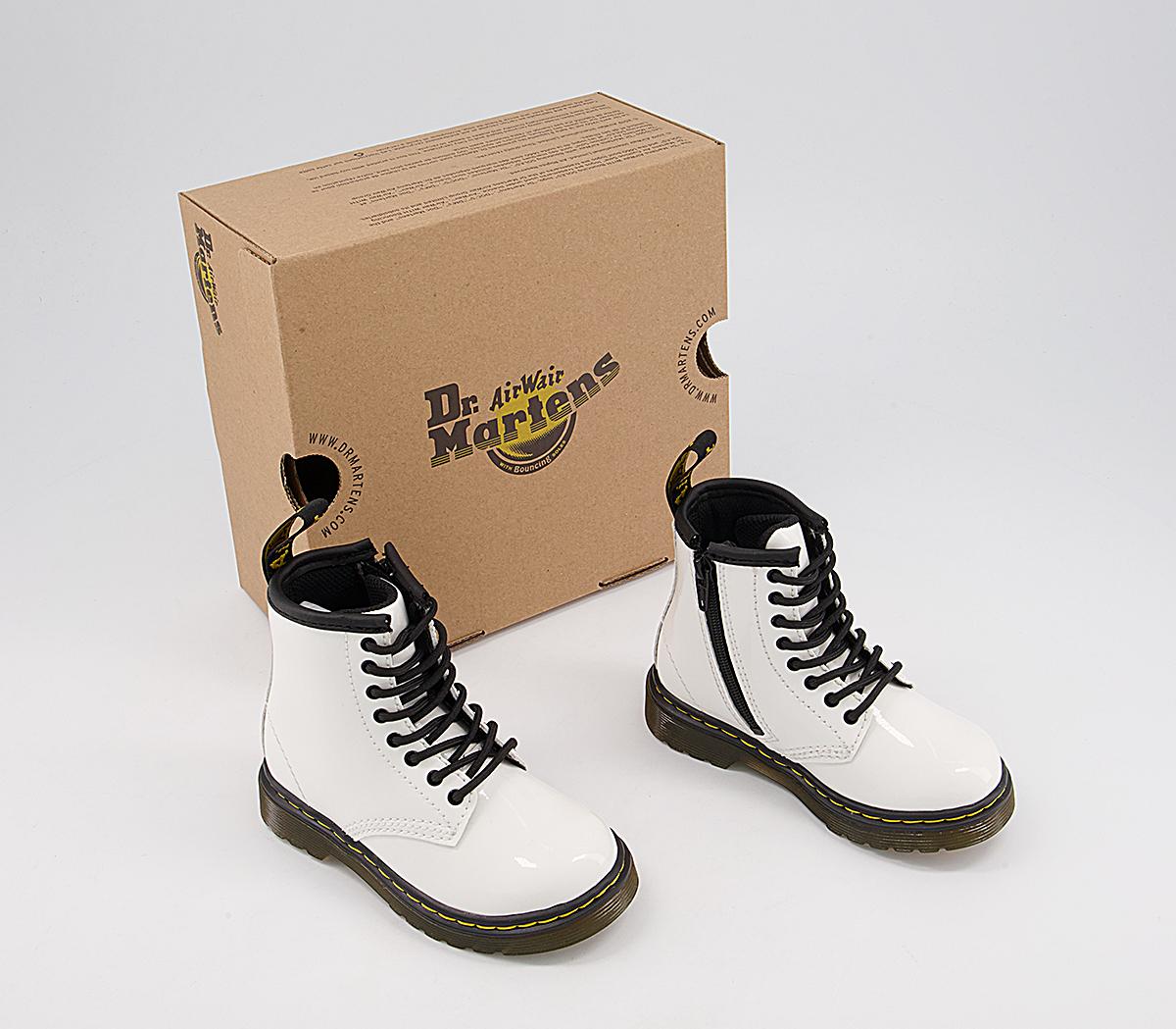 Dr. Martens Brooklee Kids Lace Inside Zip Boots Dr. Martens Brooklee Kids Lace Inside Zip Boots White Patent
