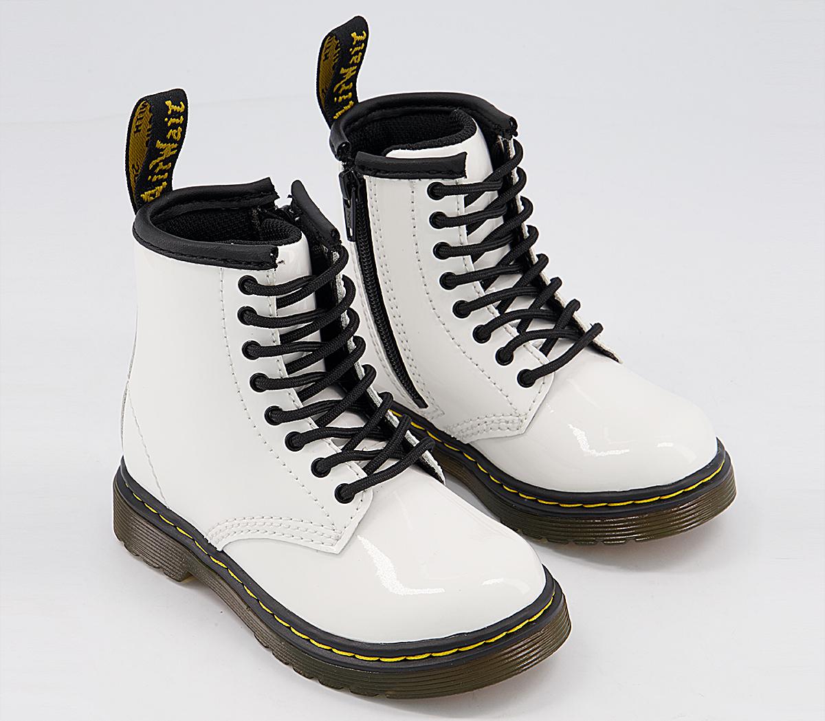 Dr. Martens Brooklee Kids Lace Inside Zip Boots Dr. Martens Brooklee Kids Lace Inside Zip Boots White Patent