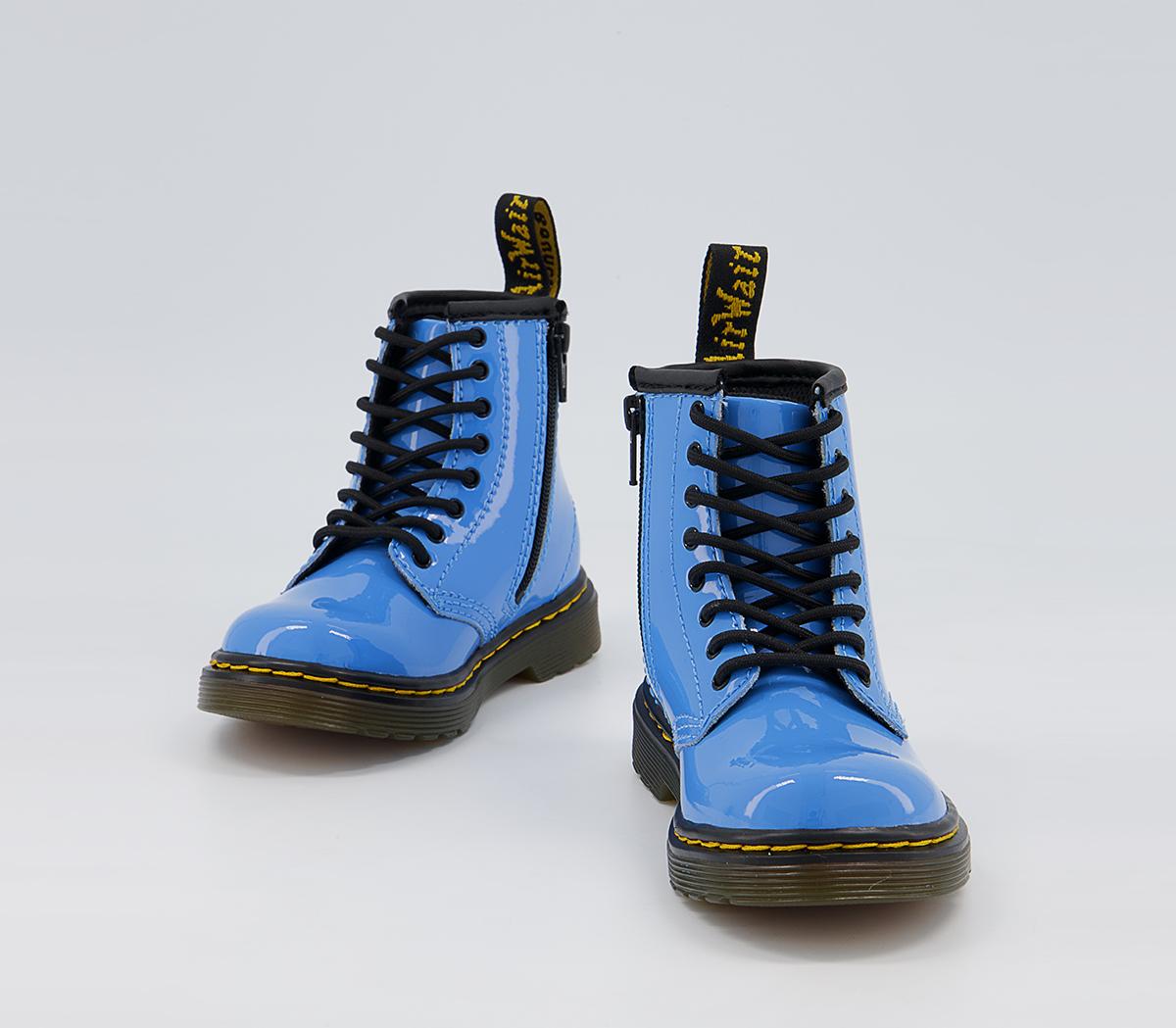Dr. Martens Brooklee Kids Inside Zip Lace Boots Dr. Martens Brooklee Kids Inside Zip Lace Boots Mid Blue Patent