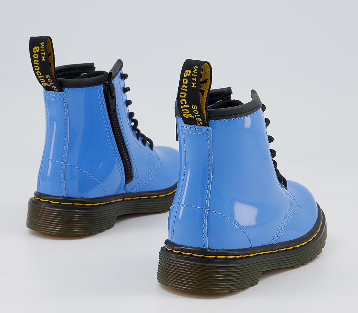 Dr. Martens Brooklee Kids Inside Zip Lace Boots Dr. Martens Brooklee Kids Inside Zip Lace Boots Mid Blue Patent