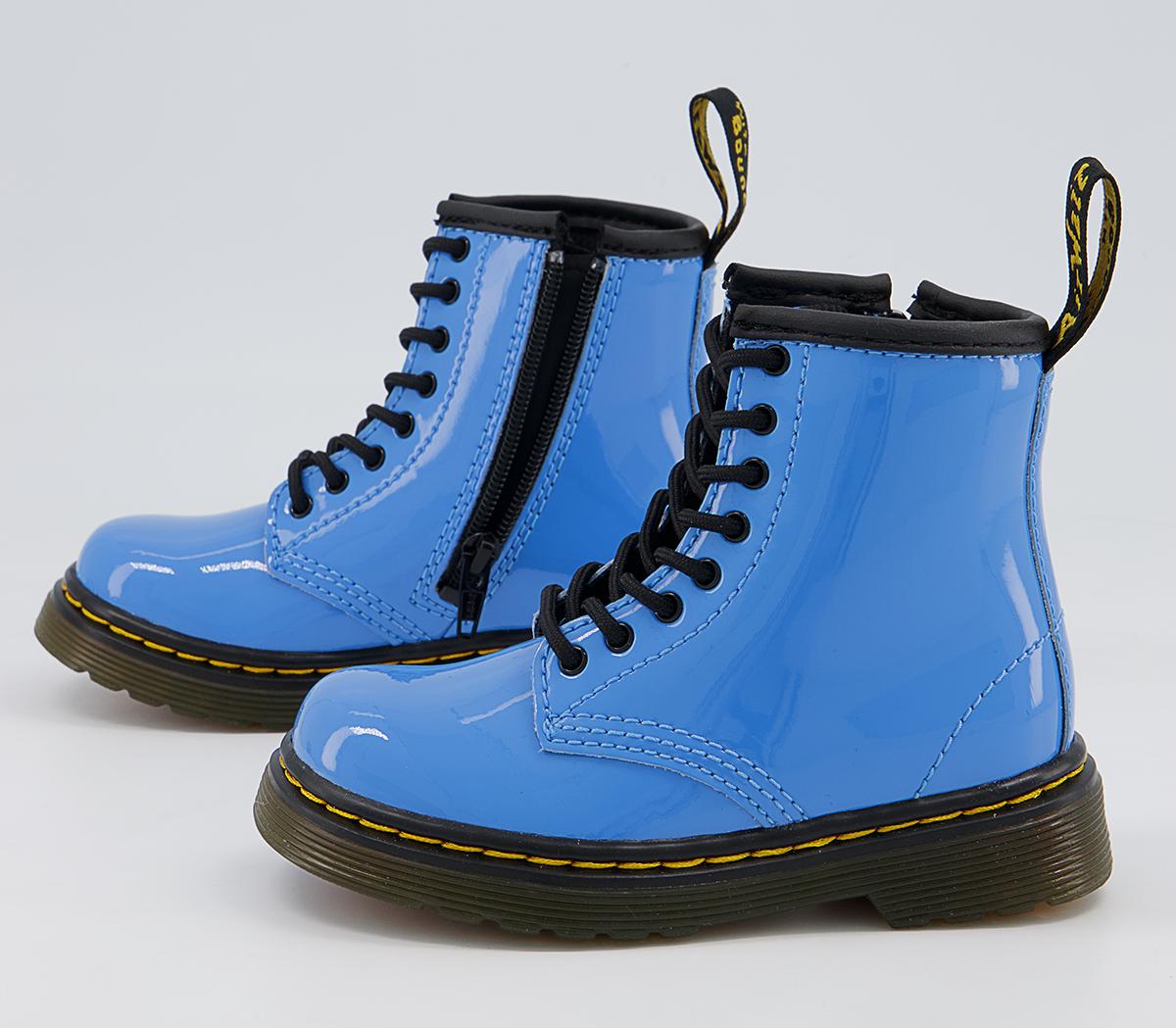 Dr. Martens Brooklee Kids Inside Zip Lace Boots Dr. Martens Brooklee Kids Inside Zip Lace Boots Mid Blue Patent