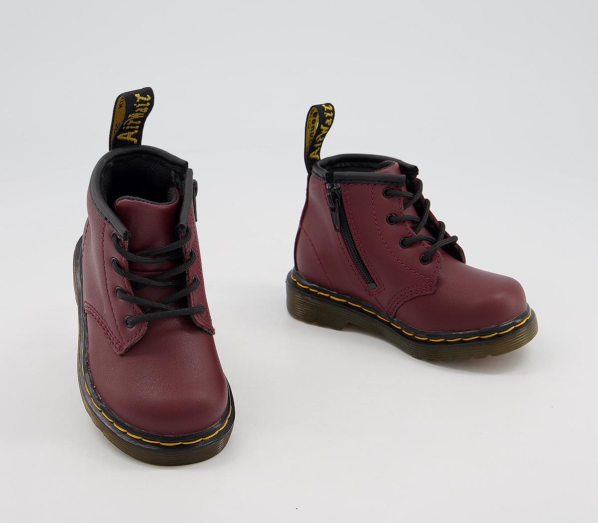 Dr. MartensKids Lace Up Boots Inside Zip BrookleeCherry Red Leather