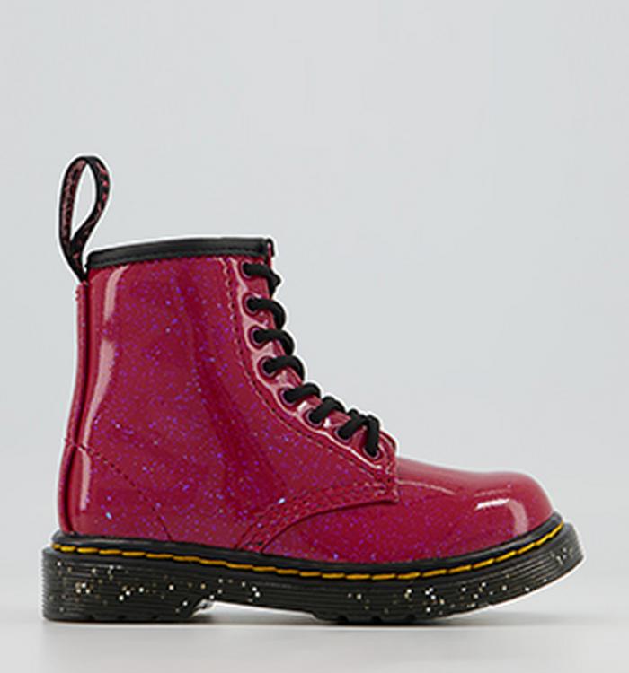 Dr. Martens Brooklee Kids Inside Zip Lace Boots Red Cosmic Glitter