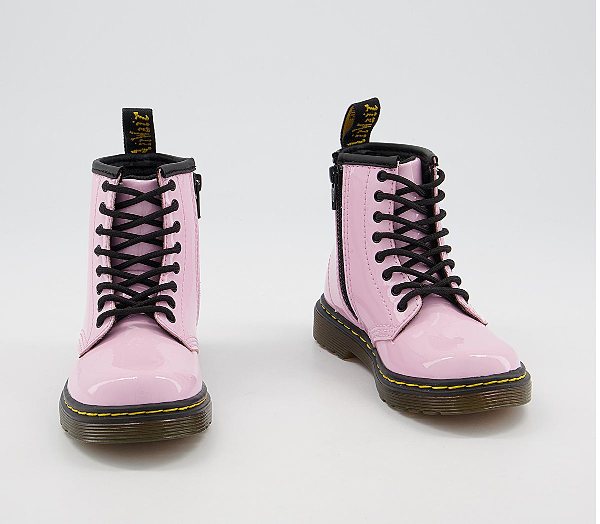 Dr. Martens Brooklee Kids Lace Up Inside Zip Boots Dr. Martens Brooklee Kids Lace Up Inside Zip Boots Pale Pink Patent