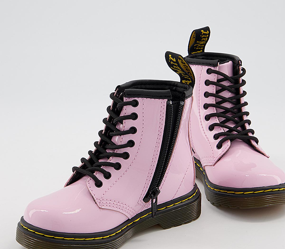 Dr. Martens Brooklee Kids Lace Up Inside Zip Boots Dr. Martens Brooklee Kids Lace Up Inside Zip Boots Pale Pink Patent