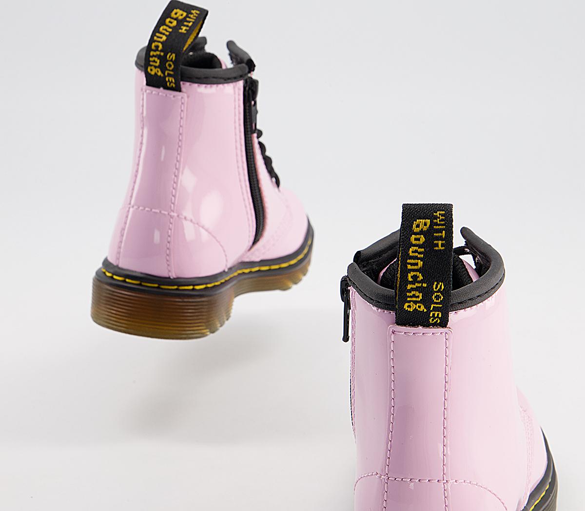 Dr. Martens Brooklee Kids Lace Up Inside Zip Boots Dr. Martens Brooklee Kids Lace Up Inside Zip Boots Pale Pink Patent