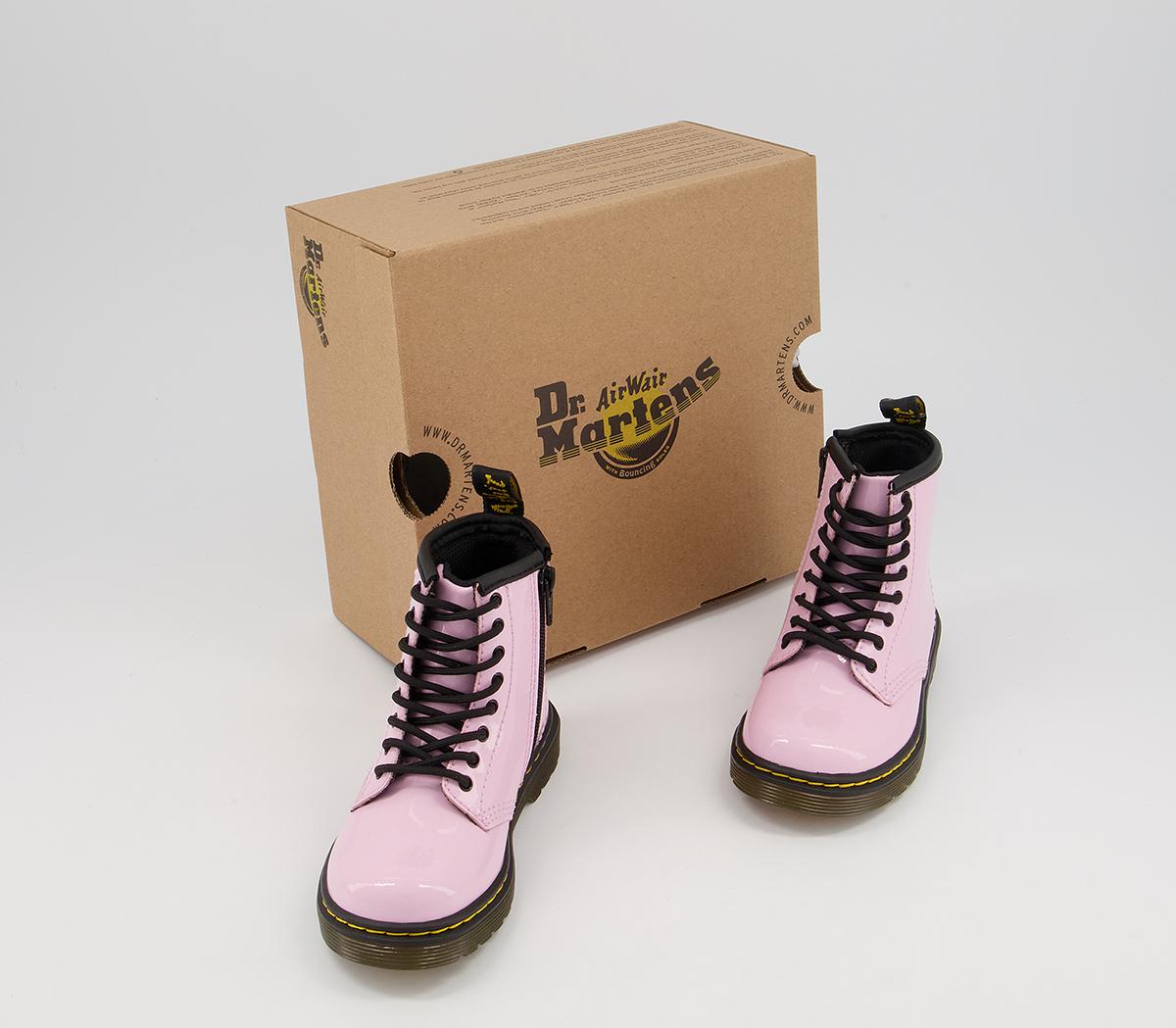 Dr. Martens Brooklee Kids Lace Up Inside Zip Boots Dr. Martens Brooklee Kids Lace Up Inside Zip Boots Pale Pink Patent