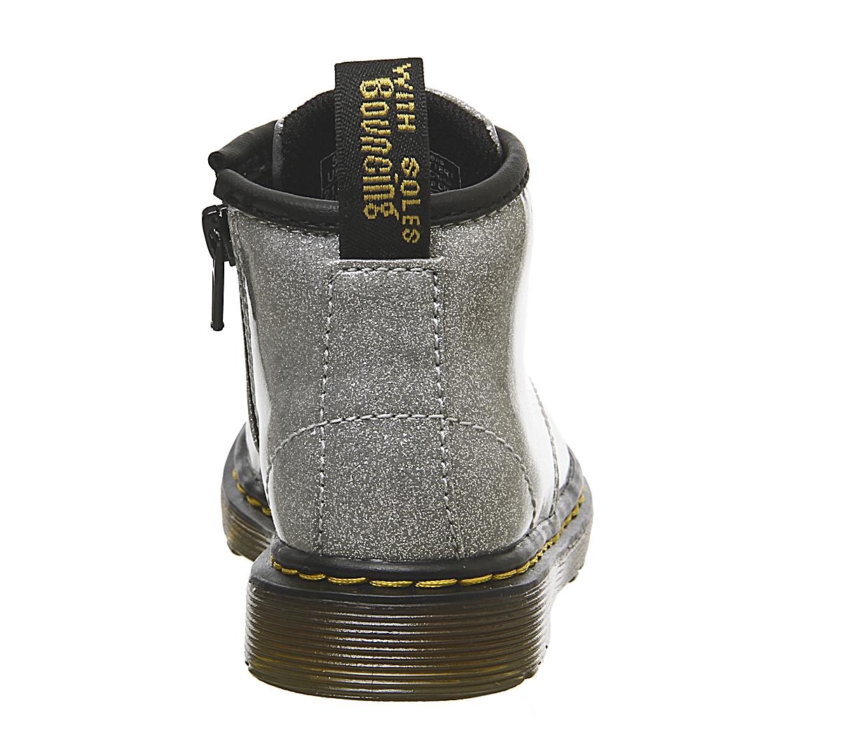 Dr. MartensLace Boot Inside Zip Brooklee (k) BootsSilver Coated Glitter