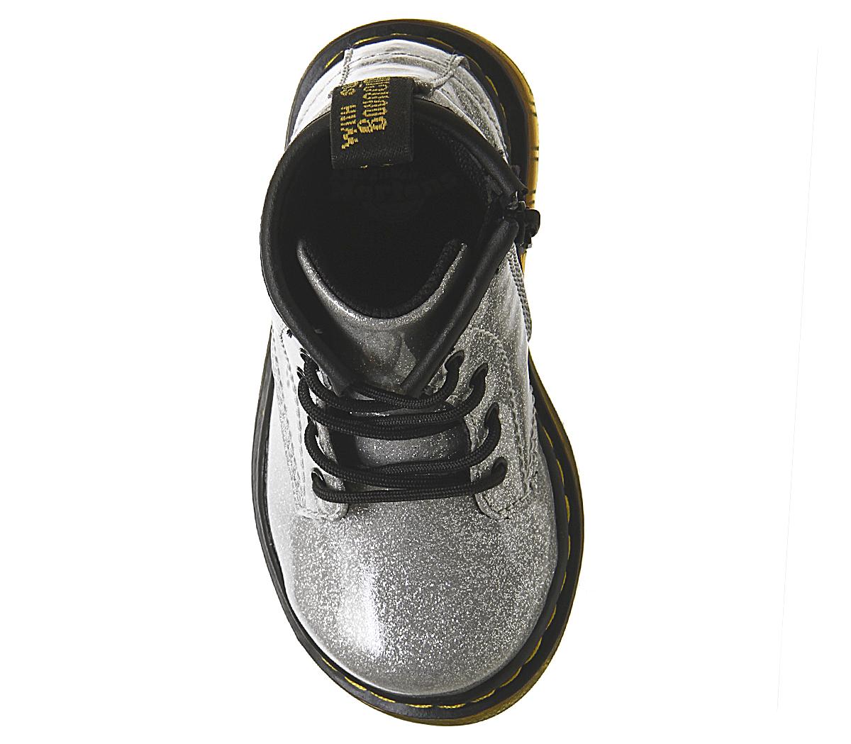 Dr. MartensLace Boot Inside Zip Brooklee (k) BootsSilver Coated Glitter