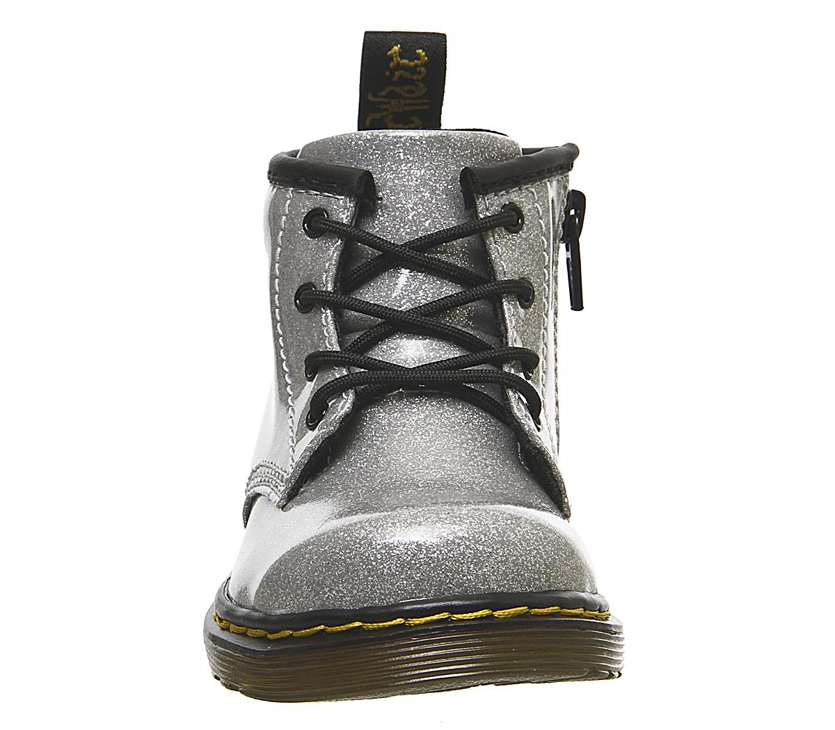 Dr. MartensLace Boot Inside Zip Brooklee (k) BootsSilver Coated Glitter