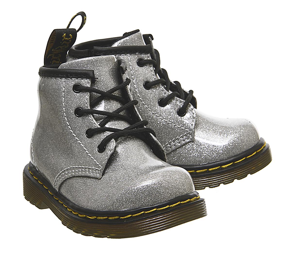 Dr. MartensLace Boot Inside Zip Brooklee (k) BootsSilver Coated Glitter