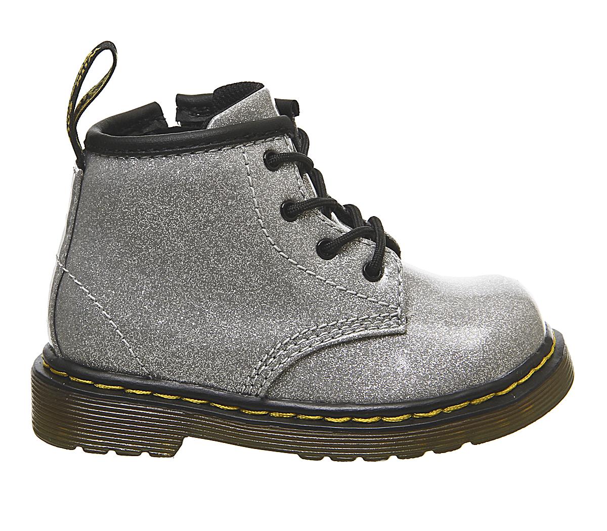 Dr. MartensLace Boot Inside Zip Brooklee (k) BootsSilver Coated Glitter