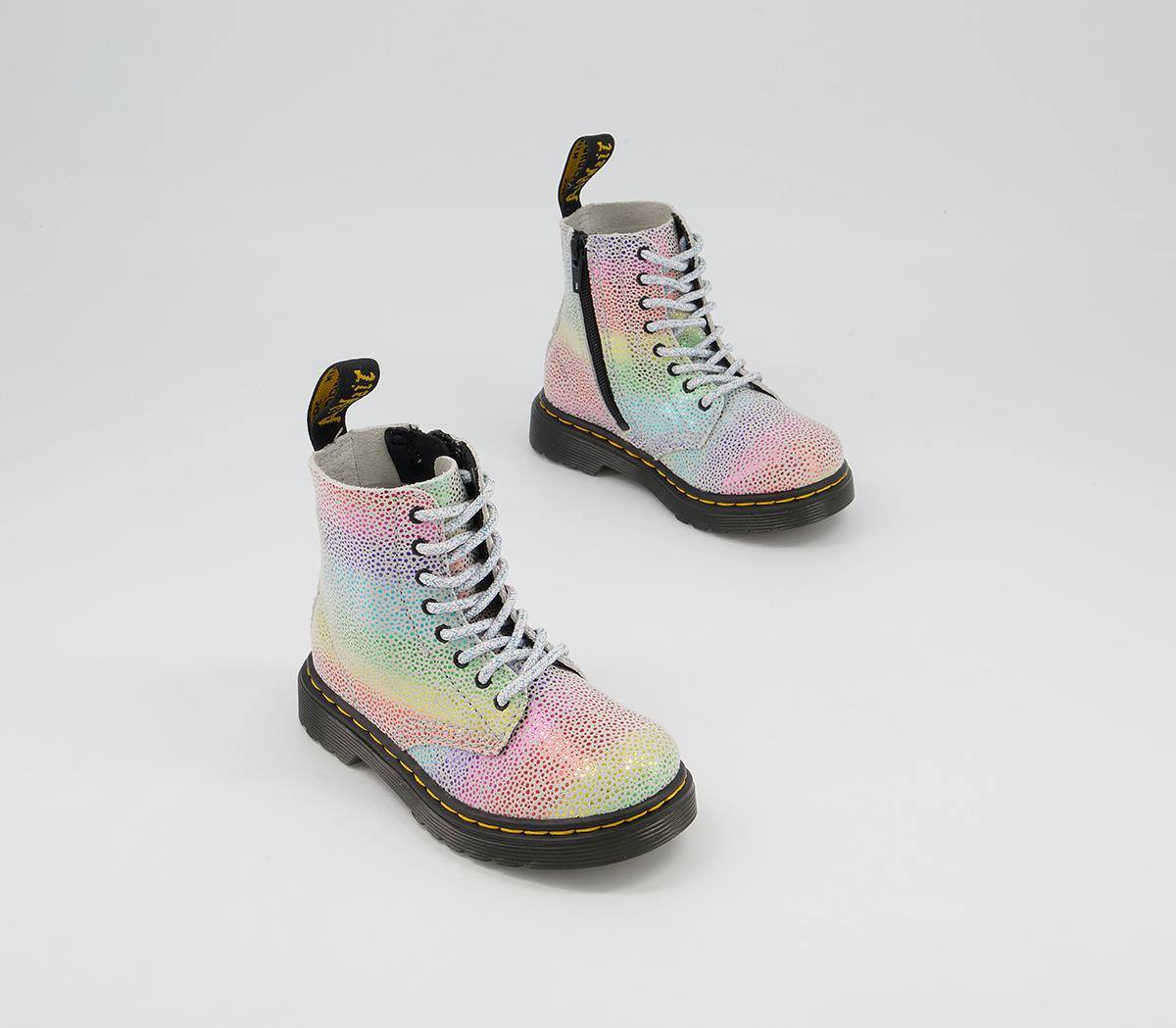 Dr. Martens Brooklee Kids Inside Zip Lace Boots Rainbow Kidrey - Unisex