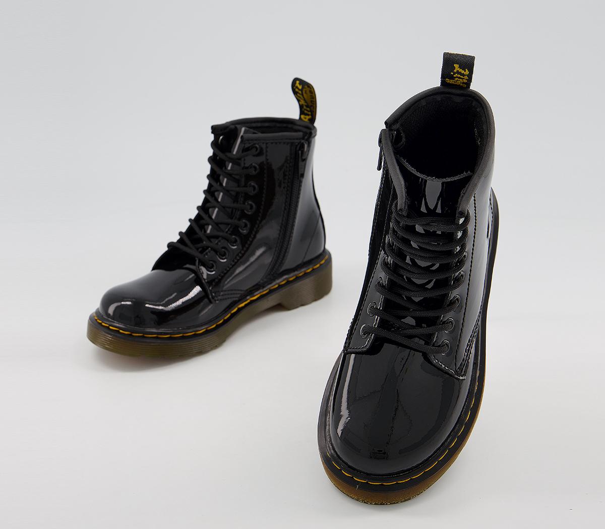Dr. Martens Delaney Junior Lace Up Inside Zip Boots Dr. Martens Delaney Junior Lace Up Inside Zip Boots Black Patent