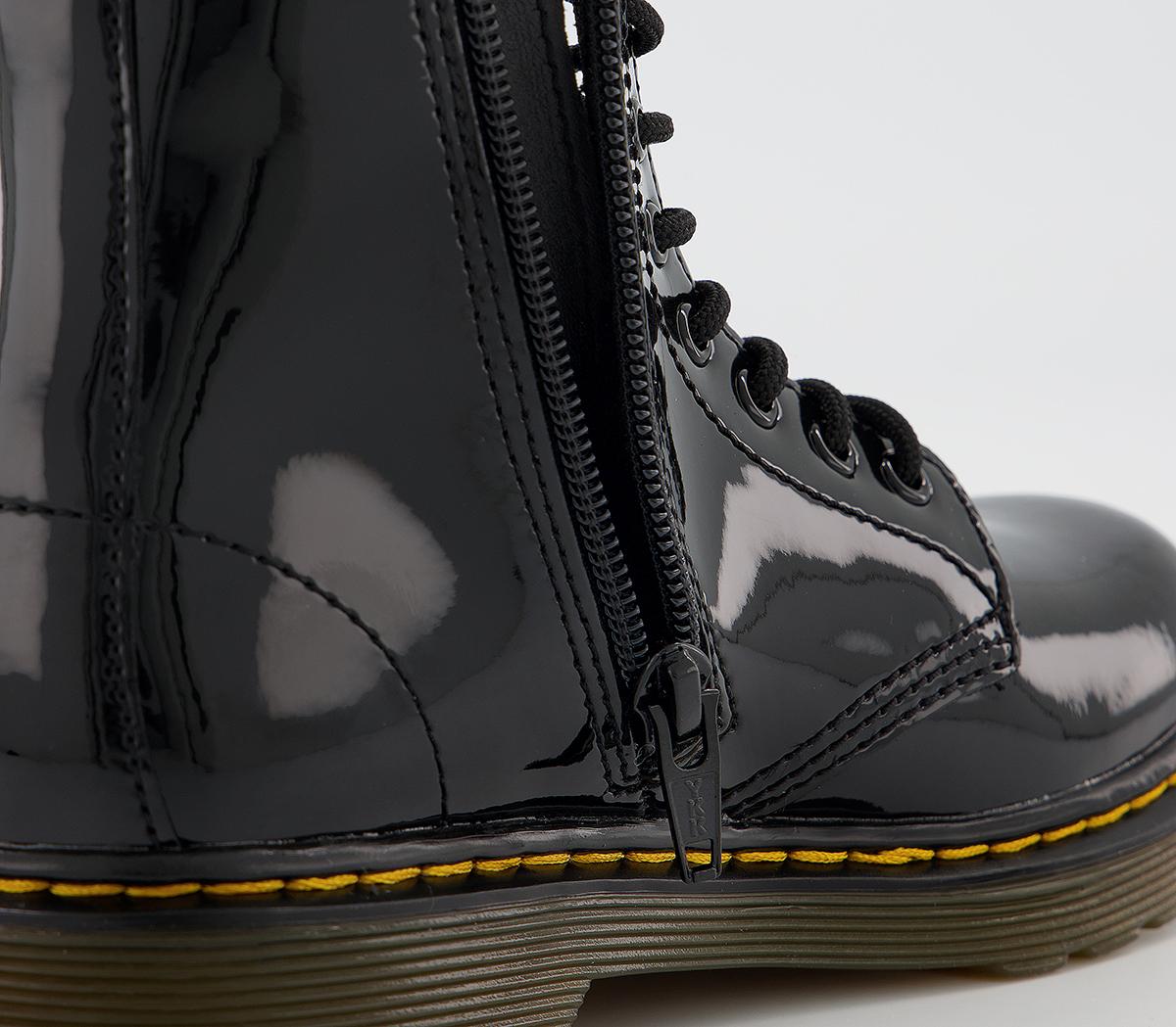 Dr. Martens Delaney Junior Lace Up Inside Zip Boots Dr. Martens Delaney Junior Lace Up Inside Zip Boots Black Patent