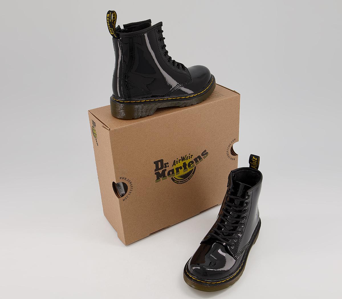 Dr. Martens Delaney Junior Lace Up Inside Zip Boots Dr. Martens Delaney Junior Lace Up Inside Zip Boots Black Patent