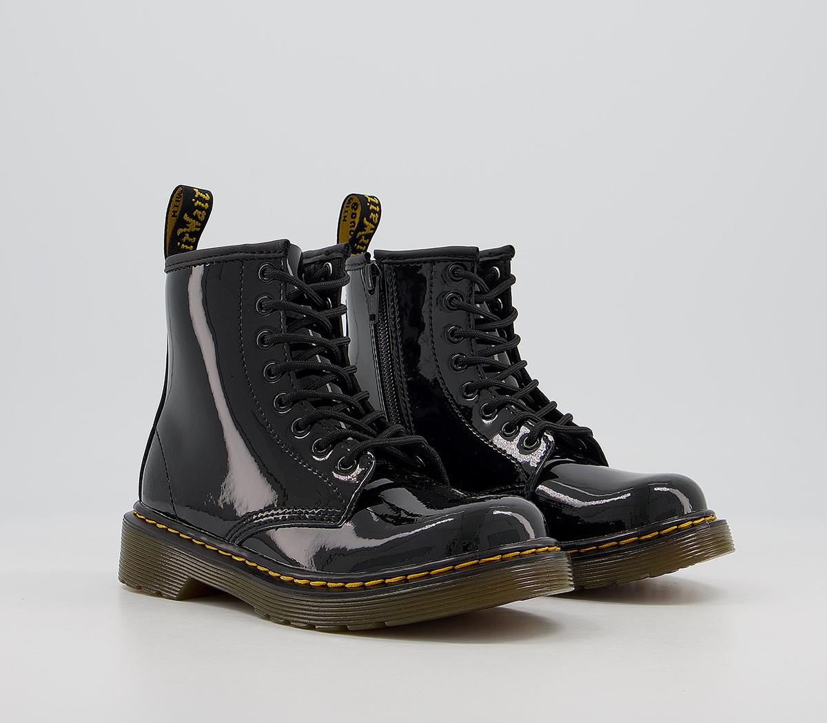 Dr. Martens Delaney Junior Lace Up Inside Zip Boots Dr. Martens Delaney Junior Lace Up Inside Zip Boots Black Patent