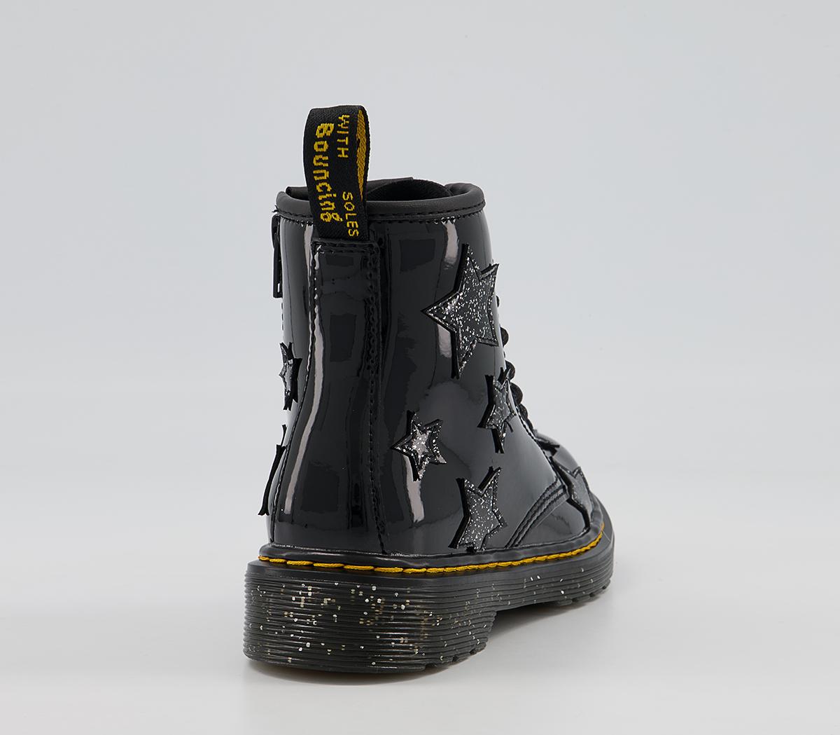 Dr. Martens Delaney Junior Inside Zip Lace Boots Dr. Martens Delaney Junior Inside Zip Lace Boots Black Patent Star Cosmic Glitter