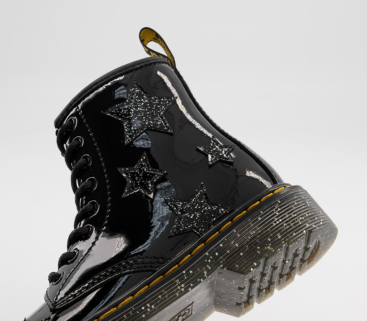 Dr. Martens Delaney Junior Inside Zip Lace Boots Dr. Martens Delaney Junior Inside Zip Lace Boots Black Patent Star Cosmic Glitter