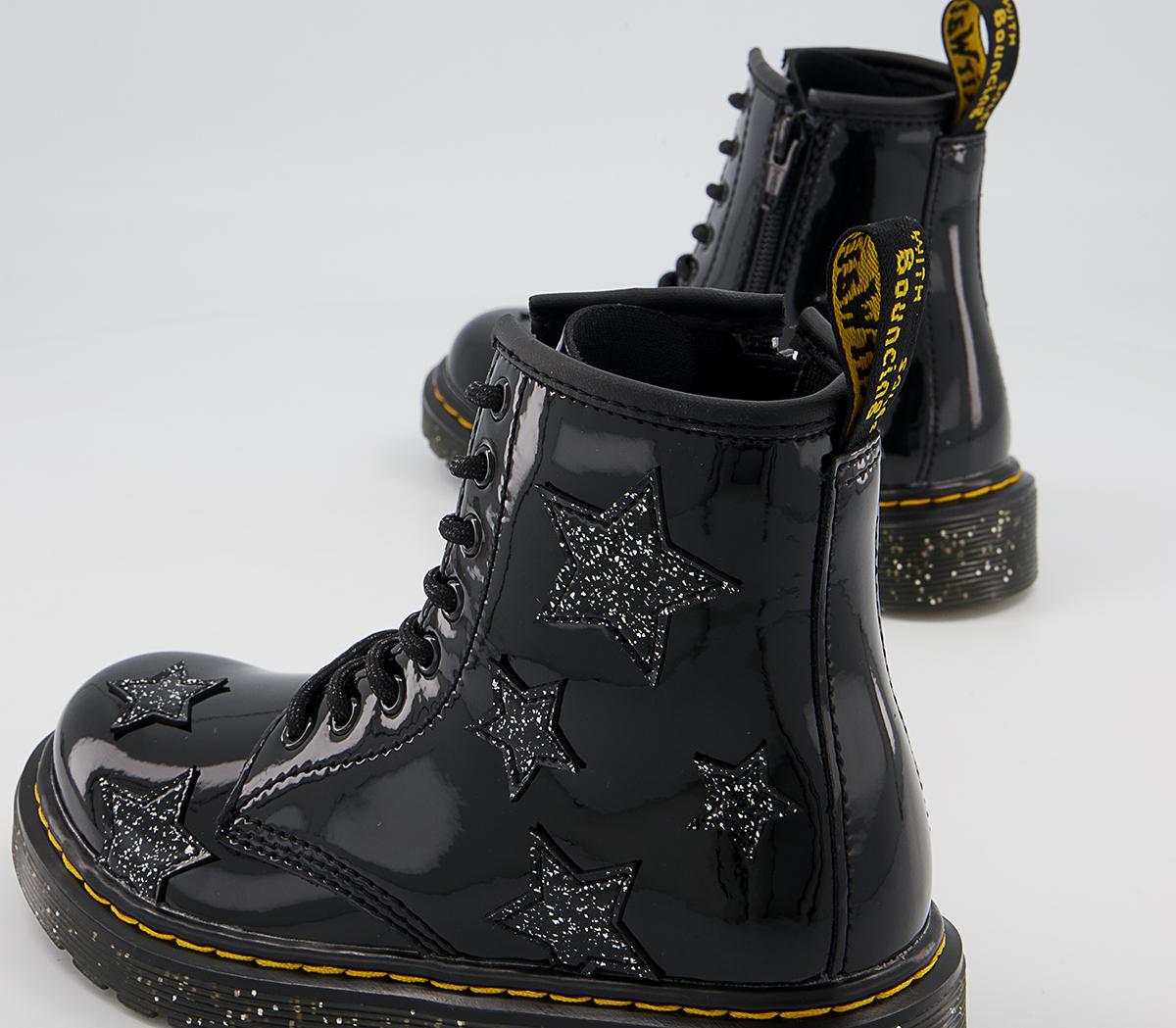 Dr. Martens Delaney Junior Inside Zip Lace Boots Dr. Martens Delaney Junior Inside Zip Lace Boots Black Patent Star Cosmic Glitter