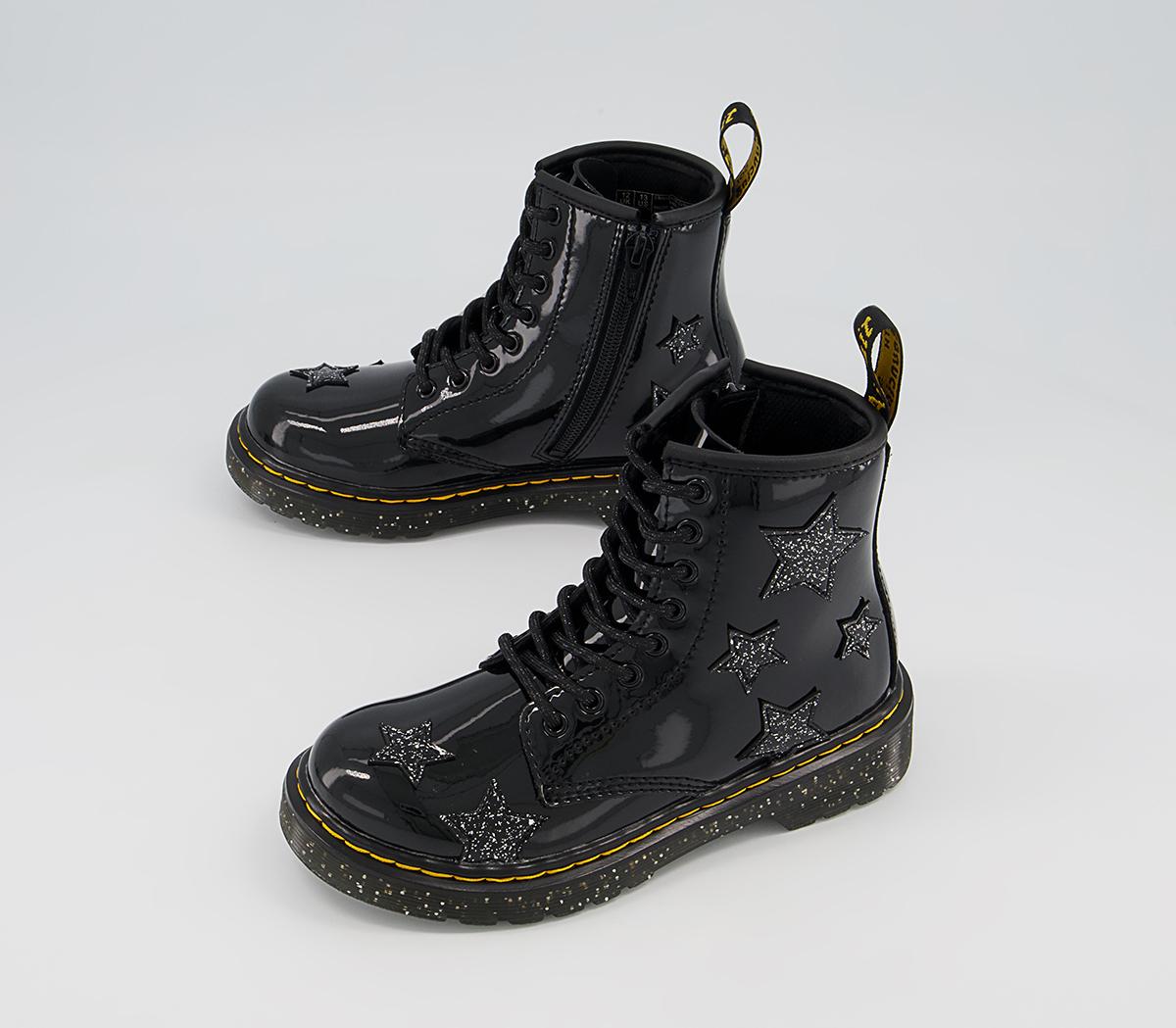Dr. Martens Delaney Junior Inside Zip Lace Boots Dr. Martens Delaney Junior Inside Zip Lace Boots Black Patent Star Cosmic Glitter