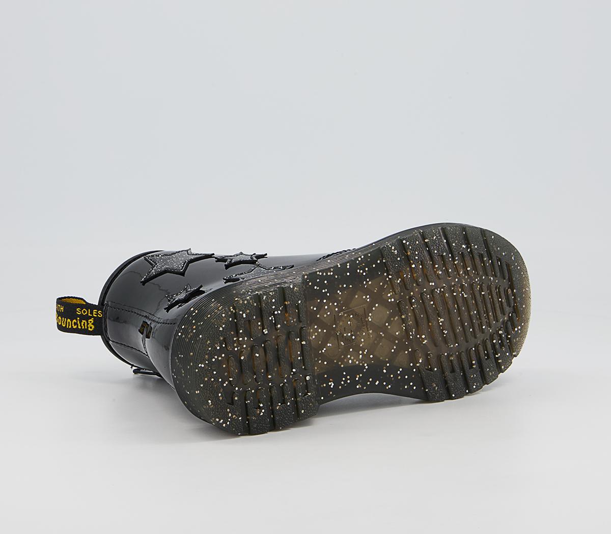 Dr. Martens Delaney Junior Inside Zip Lace Boots Dr. Martens Delaney Junior Inside Zip Lace Boots Black Patent Star Cosmic Glitter