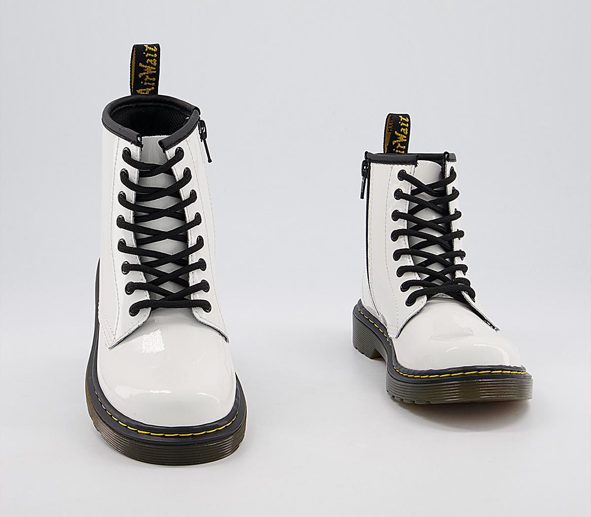 Dr. Martens Delaney Junior Lace Inside Zip Boots Dr. Martens Delaney Junior Lace Inside Zip Boots White Patent