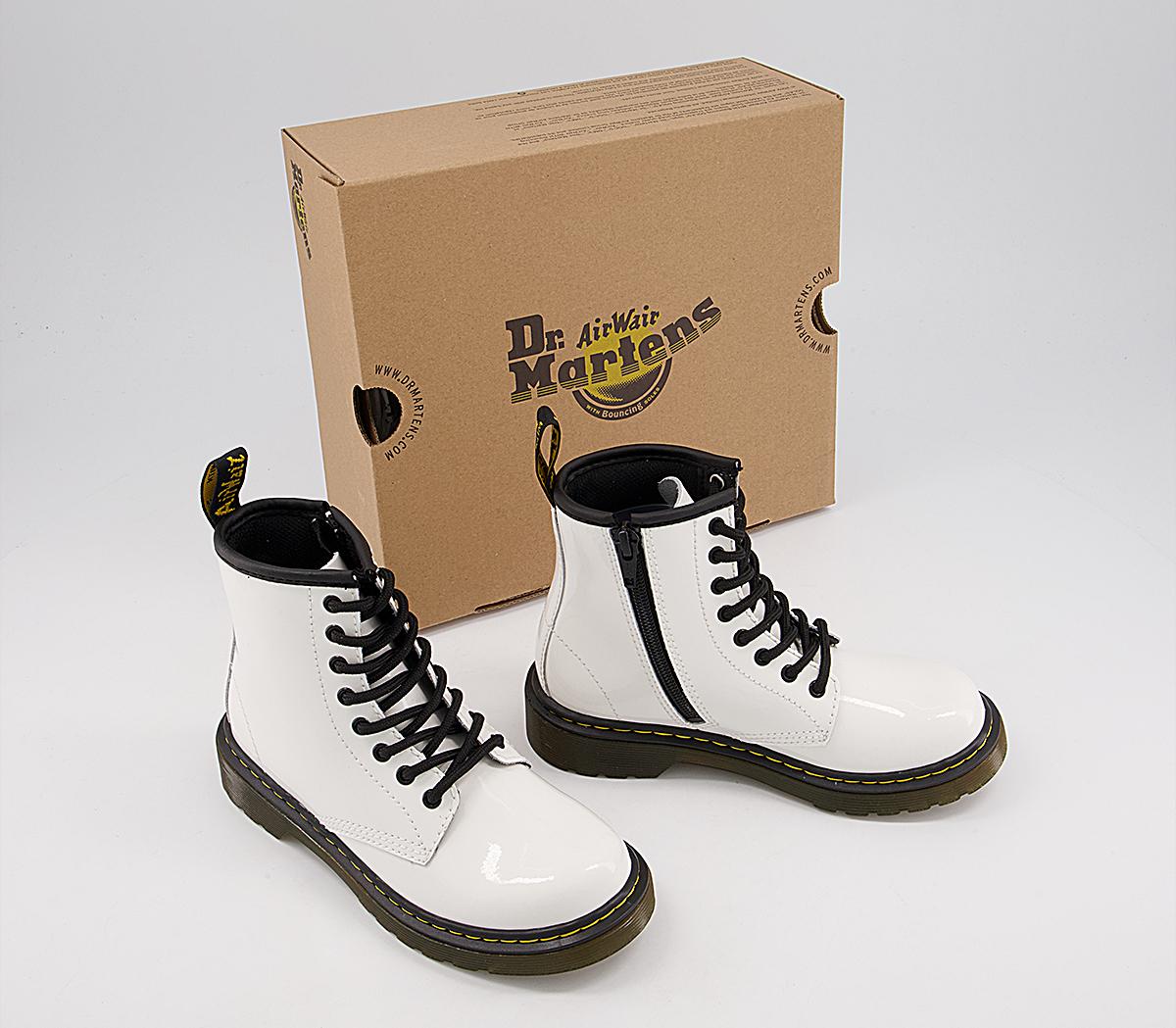 Dr. Martens Delaney Junior Lace Inside Zip Boots Dr. Martens Delaney Junior Lace Inside Zip Boots White Patent