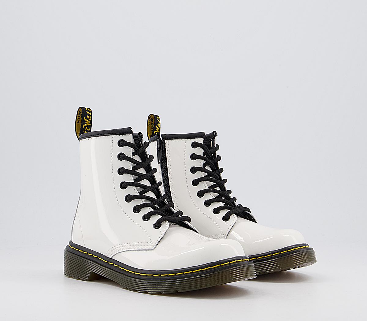 Dr. Martens Delaney Junior Lace Inside Zip Boots Dr. Martens Delaney Junior Lace Inside Zip Boots White Patent