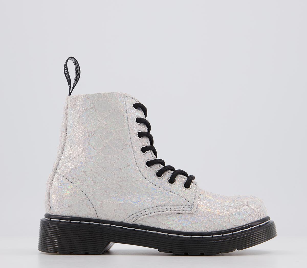 Dr. martens delaney junior 8 eyelet boots black outlet silver glitter