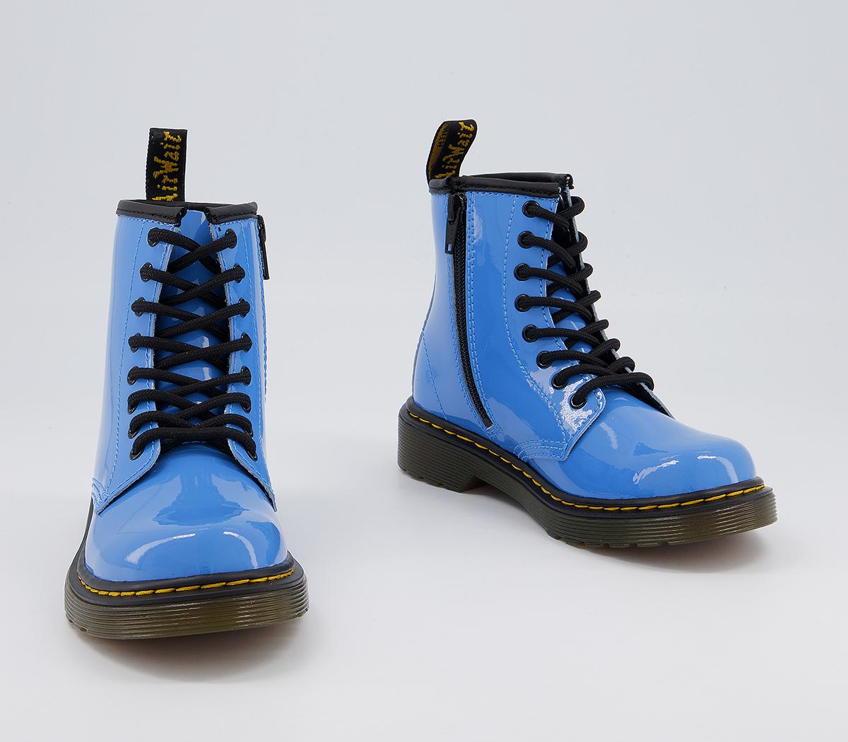 Dr. Martens Delaney Junior Inside Zip Lace Boots Dr. Martens Delaney Junior Inside Zip Lace Boots Mid Blue Patent