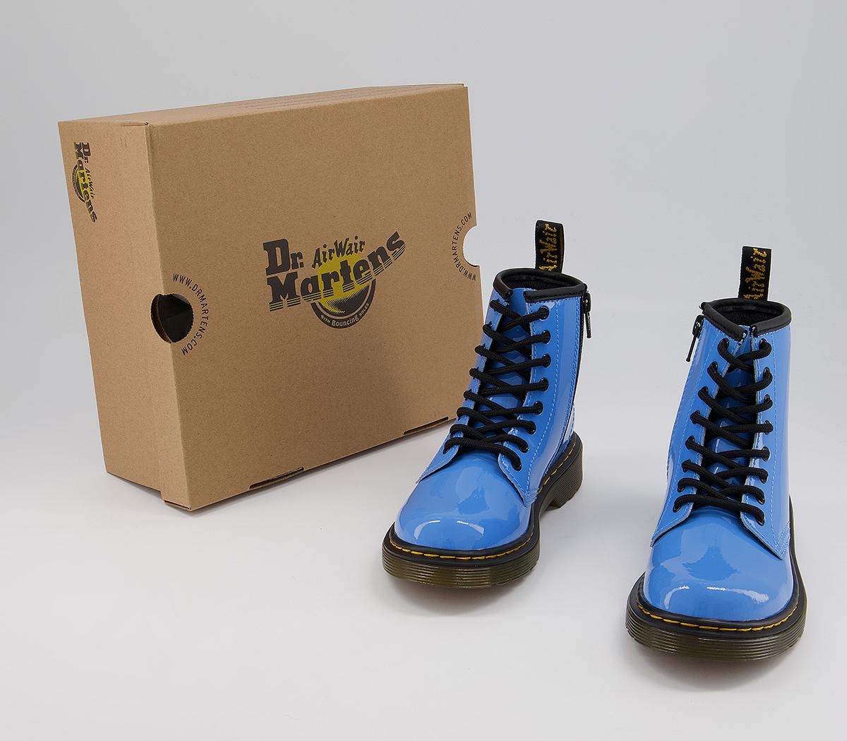 Dr. Martens Delaney Junior Inside Zip Lace Boots Dr. Martens Delaney Junior Inside Zip Lace Boots Mid Blue Patent