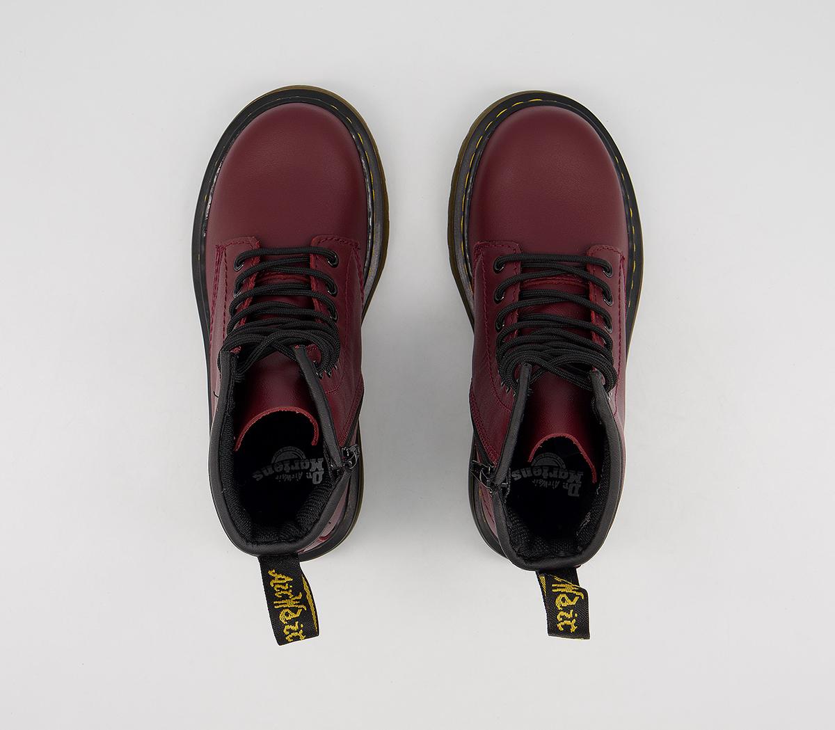 Dr. Martens Junior Lace Up Boots Inside Zip Delaney Dr. Martens Junior Lace Up Boots Inside Zip Delaney Cherry Red Leather